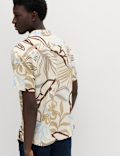 Linen Blend Hawaiian Short Sleeve Shirt