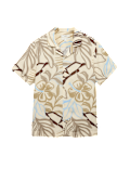Linen Blend Hawaiian Short Sleeve Shirt