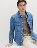 Regular Fit Pure Cotton Denim Overshirt