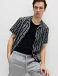 Pure Cotton Geometric Short Sleeve Shirt