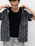 Pure Cotton Geometric Short Sleeve Shirt