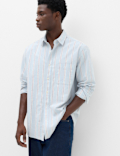 Relaxed Fit Cotton Rich Striped Oxford Shirt