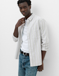 Relaxed Fit Cotton Rich Striped Oxford Shirt