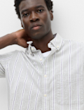 Relaxed Fit Cotton Rich Striped Oxford Shirt