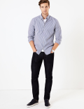 Cotton Rich Striped Shirt with Stretch