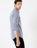 Cotton Rich Striped Shirt with Stretch