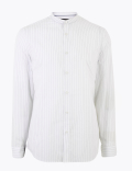 Pure Cotton Striped Grandad Slim Fit Shirt