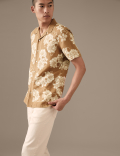 Linen Rich Floral Cuban Collar Shirt