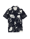 Linen Rich Floral Cuban Collar Shirt