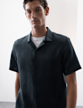 Pure Linen Herringbone Cuban Collar Shirt