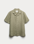 Pure Linen Herringbone Cuban Collar Shirt