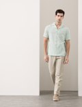 Cotton Rich Jacquard Short Sleeve Shirt