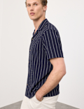 Striped Crinkle Seersucker Short Sleeve Shirt