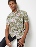 Cotton Rich Flower Print Shirt