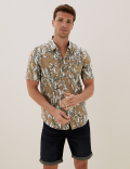 Cotton Print Revere Shirt