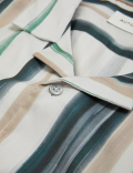 Cotton Striped Cuban Collar Shirt