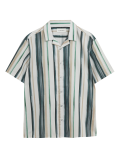 Cotton Striped Cuban Collar Shirt