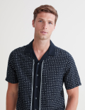Linen Tencel Border Print Shirt