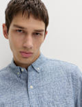 Regular Fit Linen Rich Short Sleeve Shirt