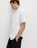Regular Fit Linen Rich Short Sleeve Shirt