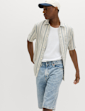 Linen Rich Striped Short Sleeve Shirt