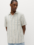 Linen Rich Striped Short Sleeve Shirt