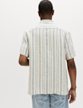 Linen Rich Striped Short Sleeve Shirt