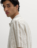 Linen Rich Striped Short Sleeve Shirt