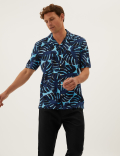 Linen Rich Leaf Print Shirt