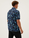Linen Rich Leaf Print Shirt