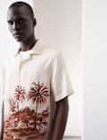 Scenic Print Cuban Collar Shirt