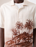 Scenic Print Cuban Collar Shirt