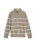 Pure Cotton Striped Half Zip Sweatshirt
