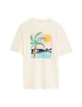 Pure Cotton Large Palm Graphic T-Shirt