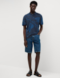 Pure Cotton Exploded Palm Print Polo Shirt