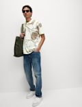 Pure Cotton Exploded Palm Print Polo Shirt