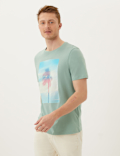 Pure Cotton Palm Photoreel Graphic T-Shirt