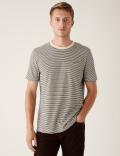 Pure Cotton Textured Striped T-Shirt