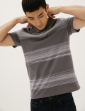Cotton Rich Striped Crew Neck T-Shirt
