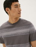Cotton Rich Striped Crew Neck T-Shirt