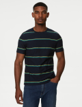 Pure Cotton Textured Striped T-Shirt