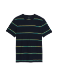 Pure Cotton Textured Striped T-Shirt