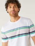 Pure Cotton Striped Crew Neck T-Shirt
