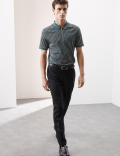 Cotton Rich Geometric Half Zip Polo Shirt