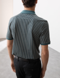 Cotton Rich Geometric Half Zip Polo Shirt