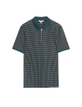 Cotton Rich Geometric Half Zip Polo Shirt
