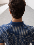 Cotton Rich Geometric Half Zip Polo Shirt