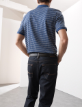 Cotton Rich Geometric Half Zip Polo Shirt