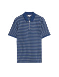 Cotton Rich Geometric Half Zip Polo Shirt