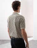 Pure Cotton Geometric Print Polo Shirt